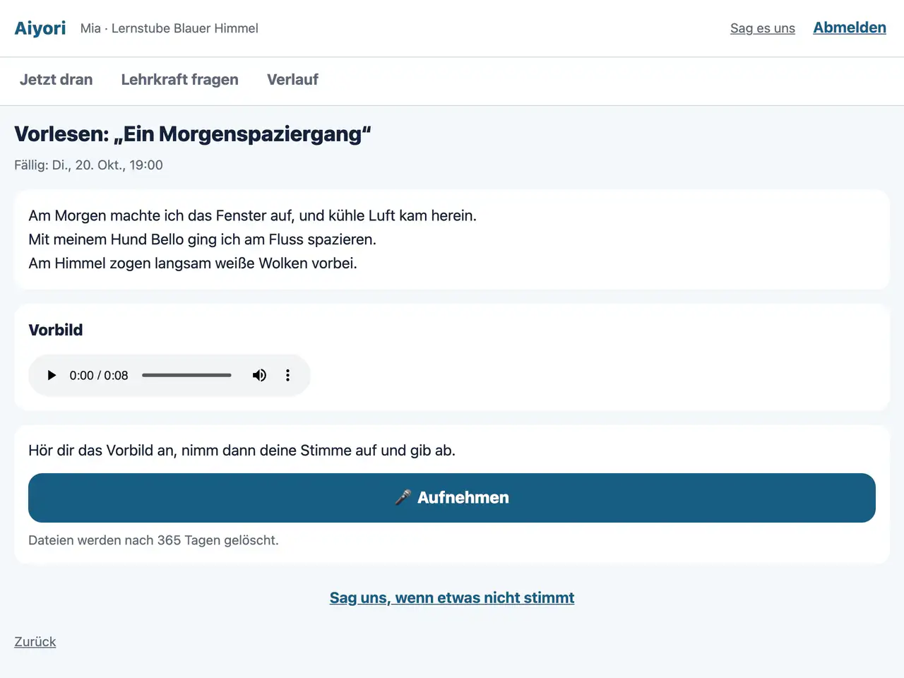 Ansicht „Vorlesen“