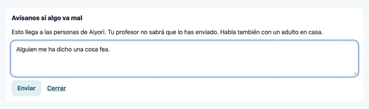 Pantalla para avisar de que algo va mal