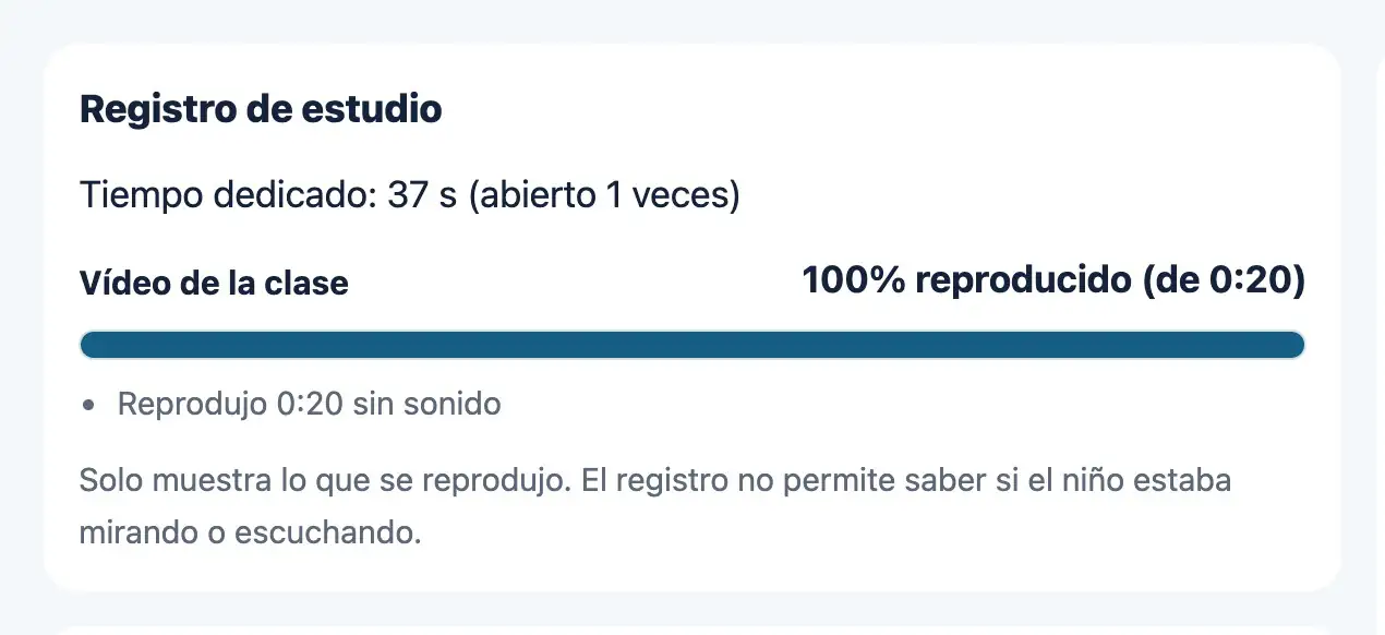 Pantalla del registro de estudio