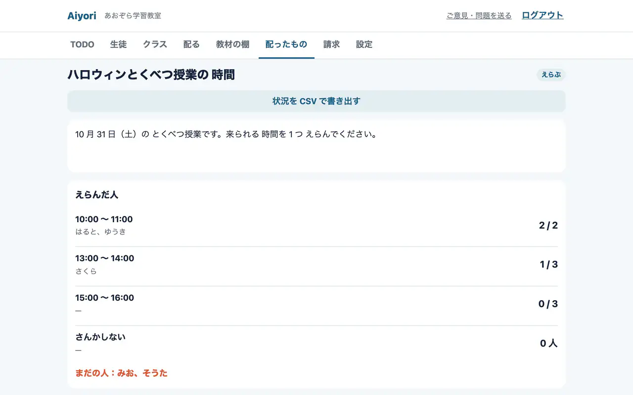 えらんだ人の一覧